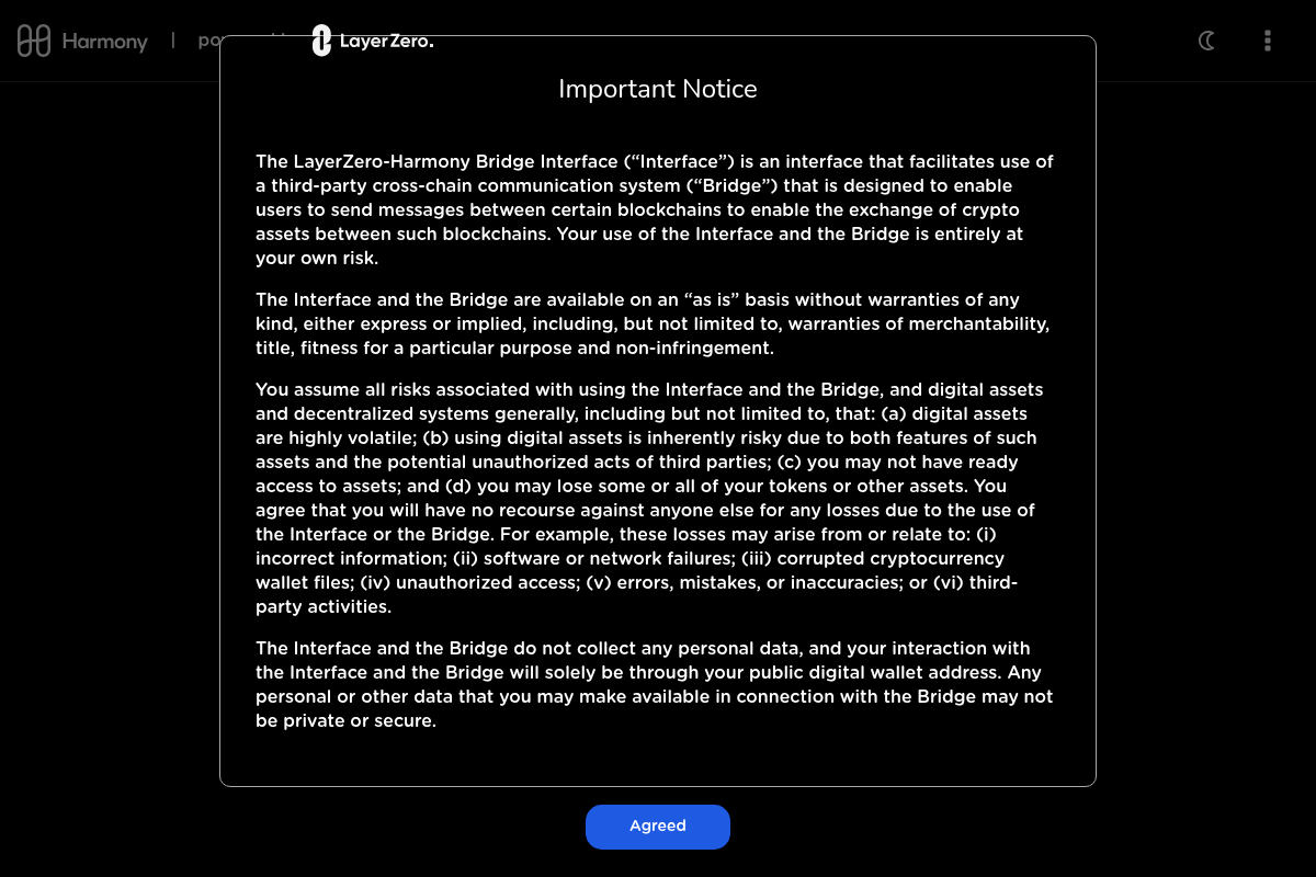Harmony Bridge - Cross-Chain Asset Transfers Screenshot