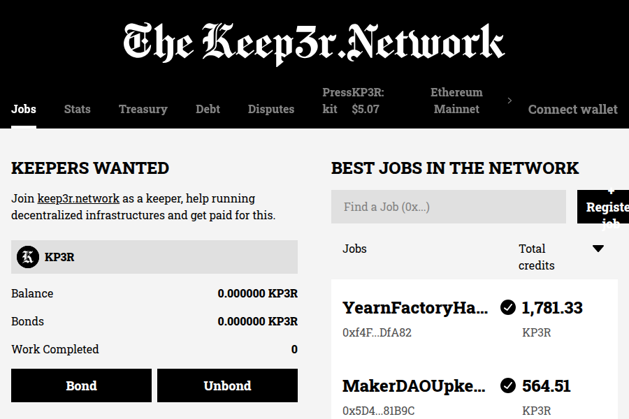 Keep3r Network - Decentralized Job Market for DeFi Screenshot