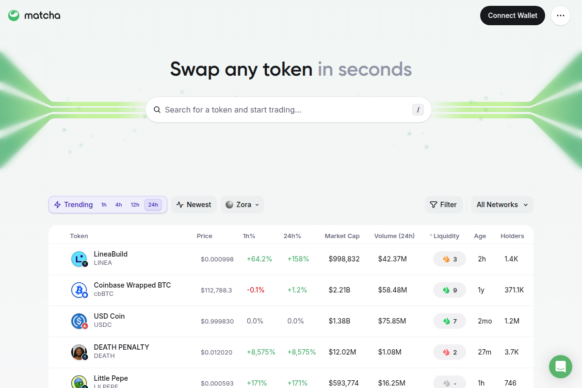 Matcha - マルチチェーンDEXアグリゲーター スクリーンショット