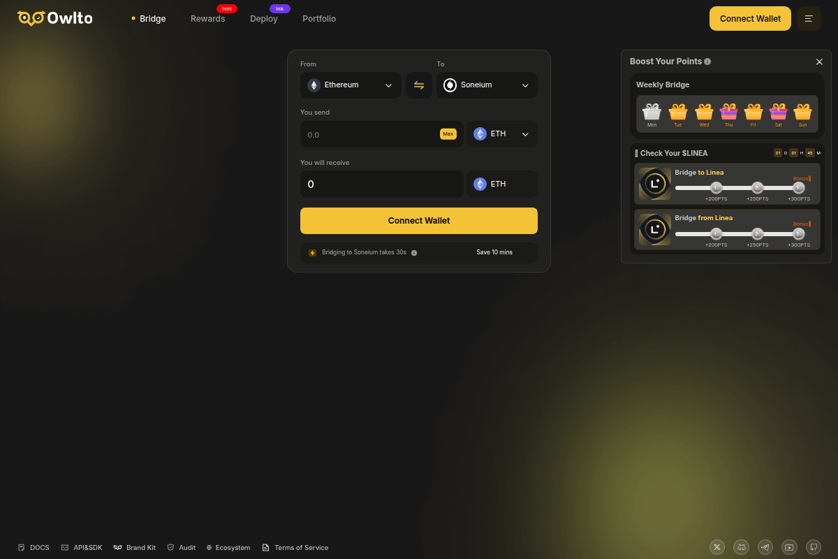 Owlto Finance - クロスチェーンブリッジと分散型決済ネットワーク スクリーンショット