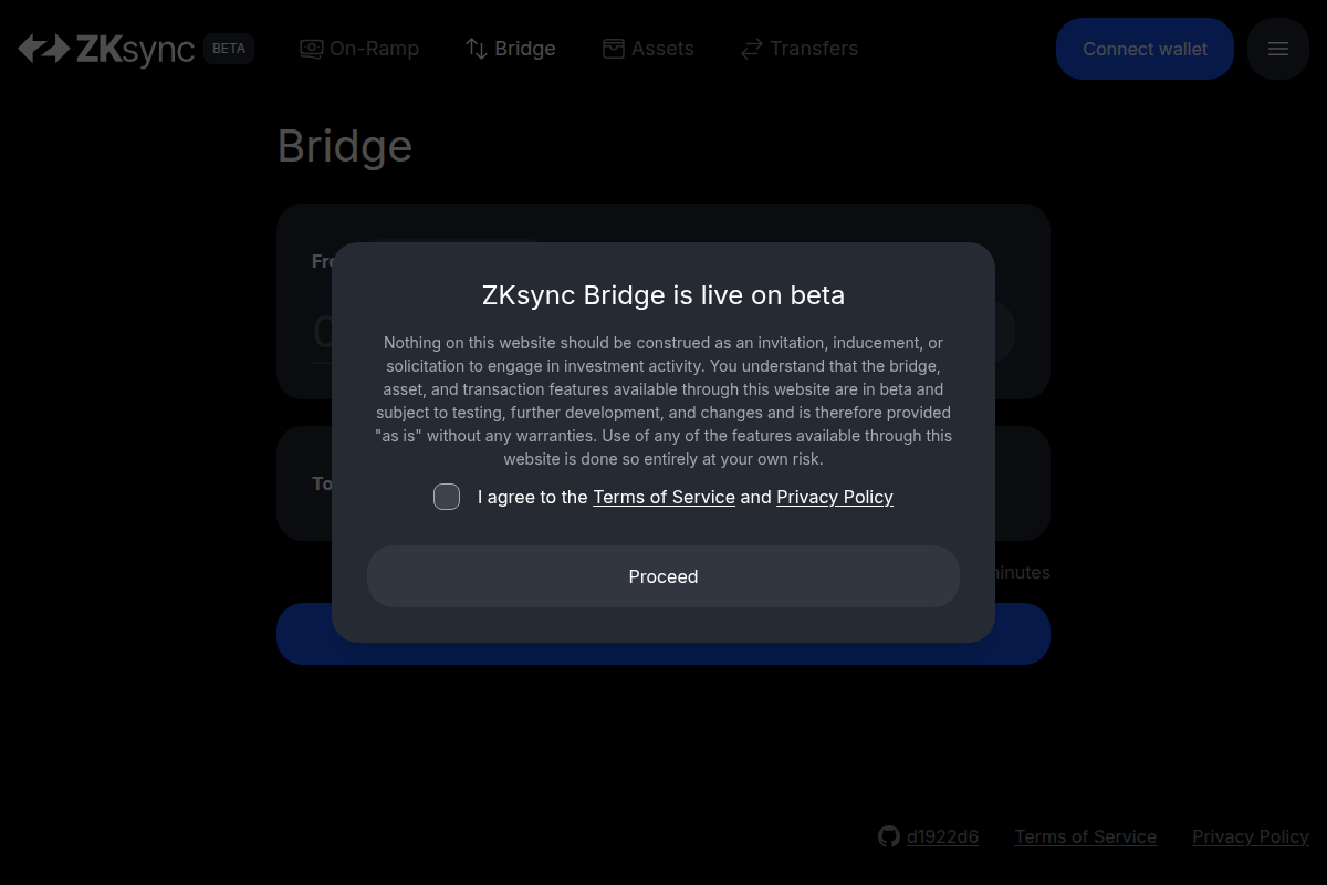 zkSync Portal: Gateway to Layer-2 Ethereum Scaling Screenshot