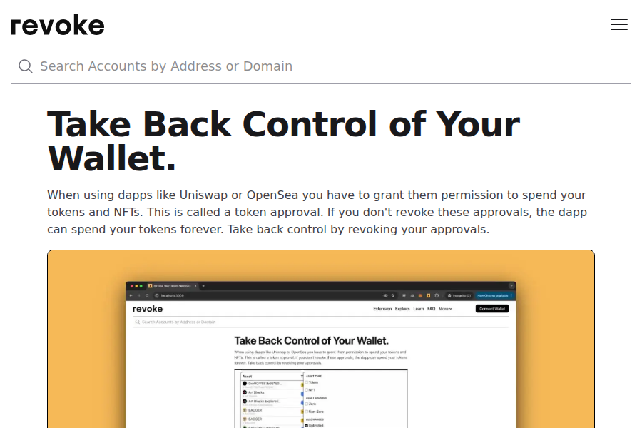 Revoke.cash - Manage Your Web3 Token Approvals Screenshot