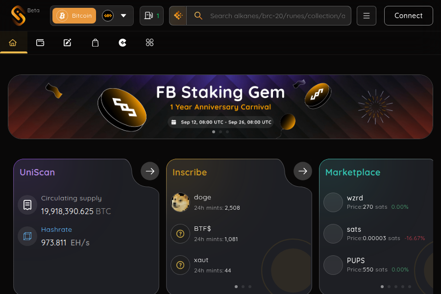 UniSat - Bitcoin NFT Marketplace & Ordinals Wallet Screenshot