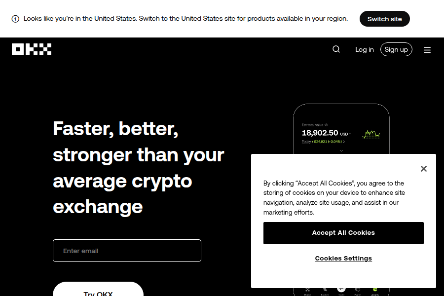 OKX - Buy Bitcoin, Ethereum, Crypto | Cryptocurrency Exchange Screenshot