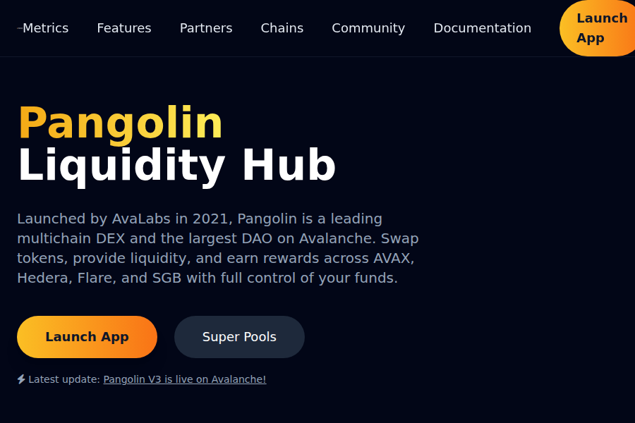 Pangolin去中心化交易所 | Avalanche生态DEX スクリーンショット