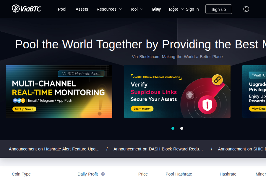 ViaBTC | 全球领先的加密货币矿池及云挖矿平台 Screenshot